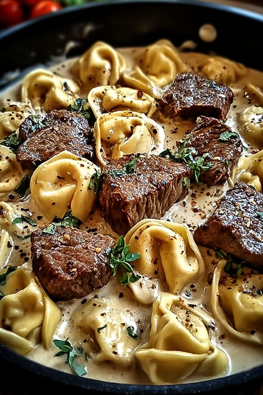 Cracked Garlic Steak Tortellini in Creamhouse Sauce Bliss final result
