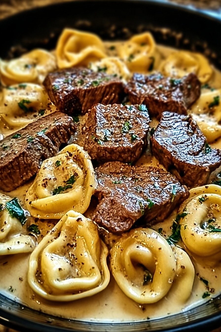 Cracked Garlic Steak Tortellini in Creamhouse Sauce Bliss extra recipe photo
