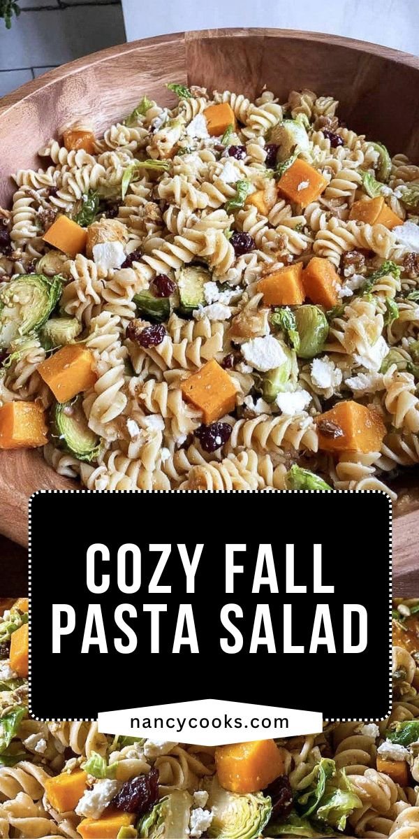 Fall Pasta Salad with Butternut Squash and Brussels save this recipe