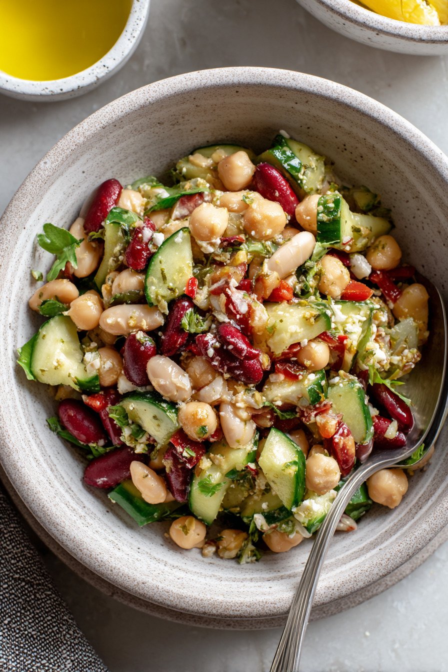 Mediterranean Three Bean Salad (High Protein, High Fiber) final result