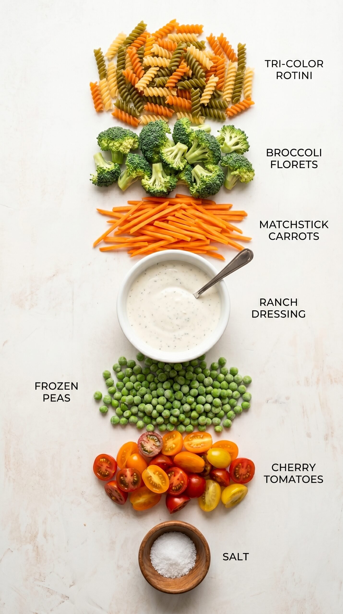 Cold Ranch Pasta Salad with Crisp Vegetables recipe ingredients
