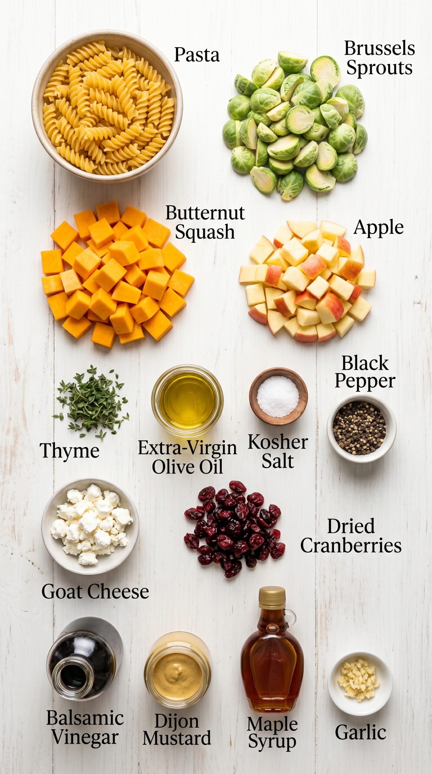 Fall Pasta Salad with Butternut Squash and Brussels recipe ingredients