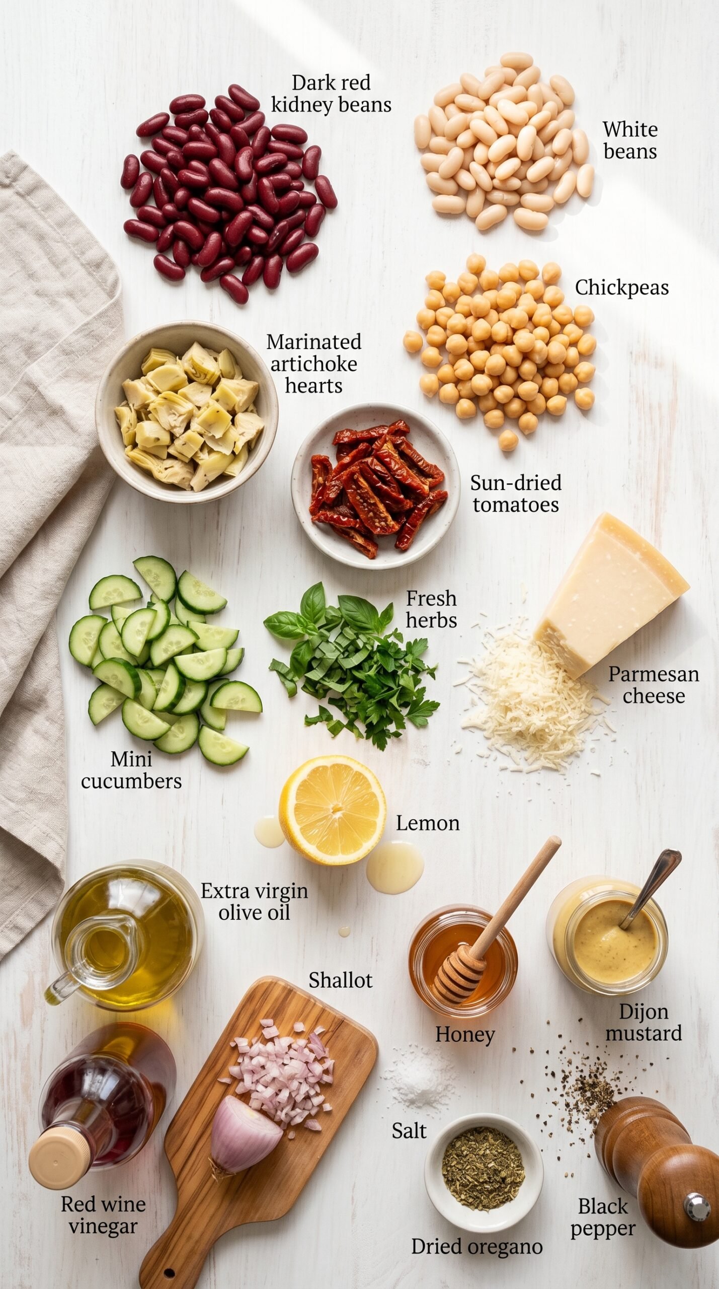 Mediterranean Three Bean Salad (High Protein, High Fiber) recipe ingredients