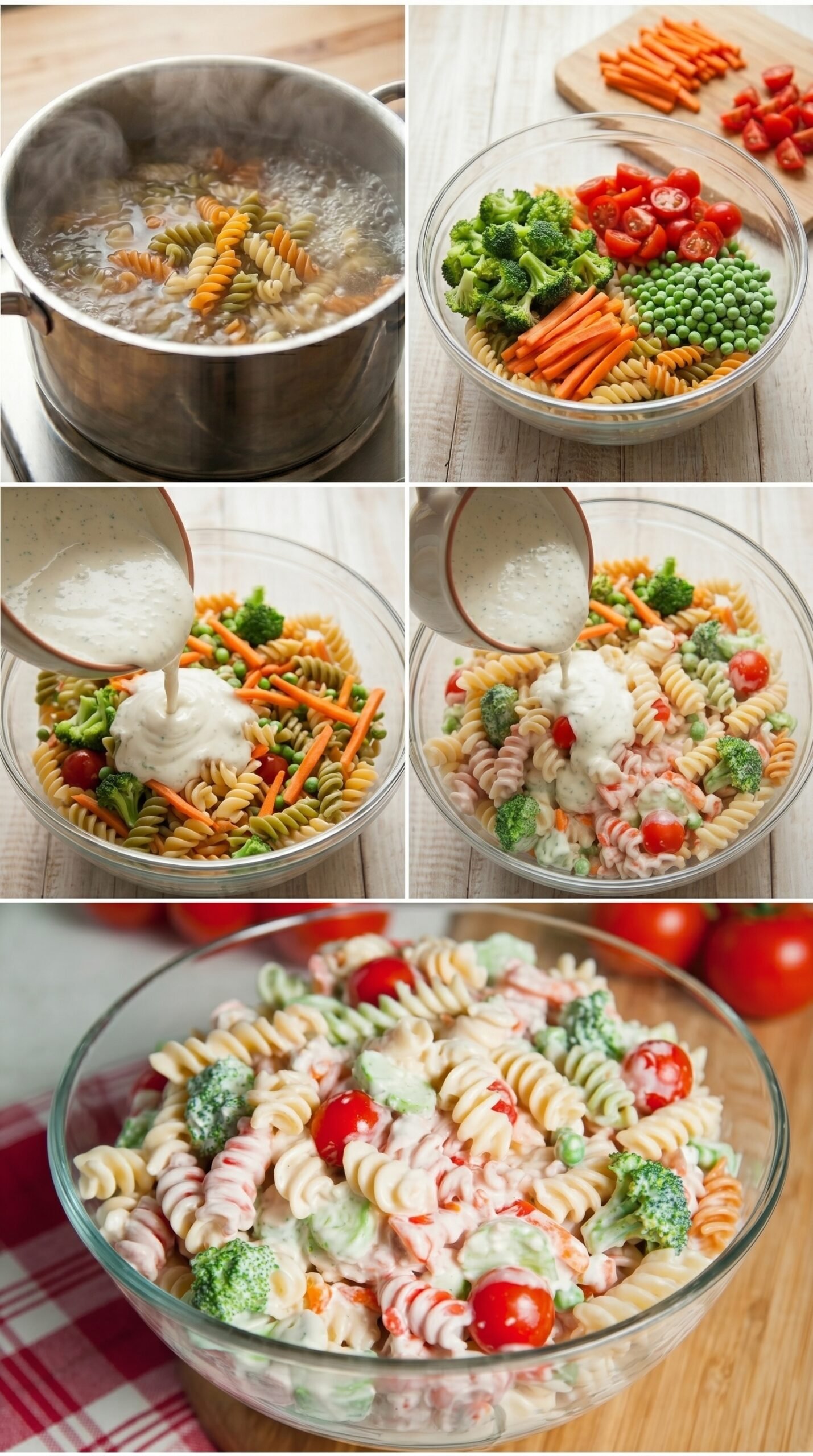 Cold Ranch Pasta Salad with Crisp Vegetables recipe instructions