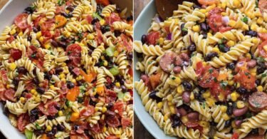 Cowboy Caviar Pasta Salad with Rotini, Beans, Corn, and Peppers recipe photo