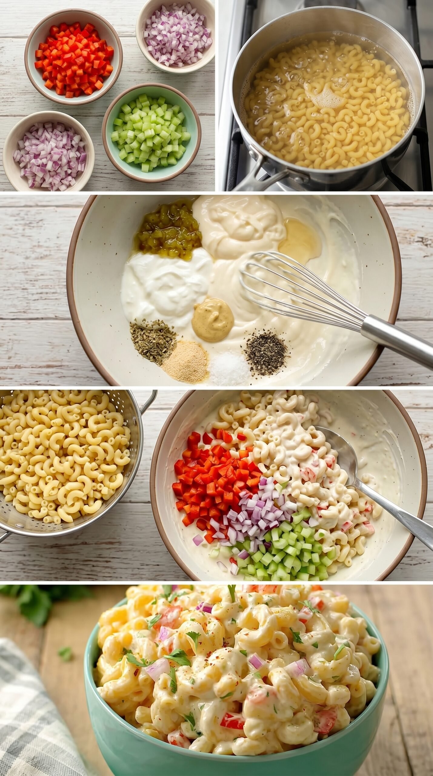 Greek Yogurt Macaroni Salad for Healthy Macaroni Salad Prep recipe instructions