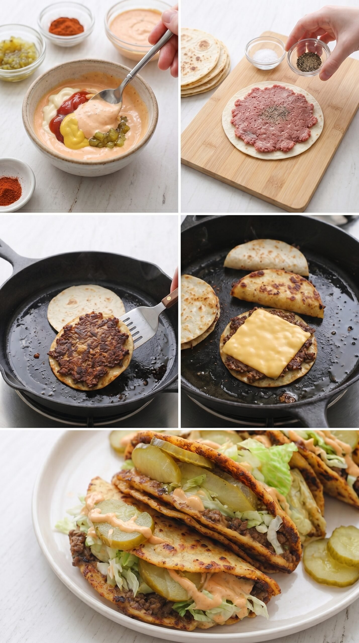 Big Mac Tacos | Crispy Smash Burger–Style Tacos with Special Sauce recipe instructions
