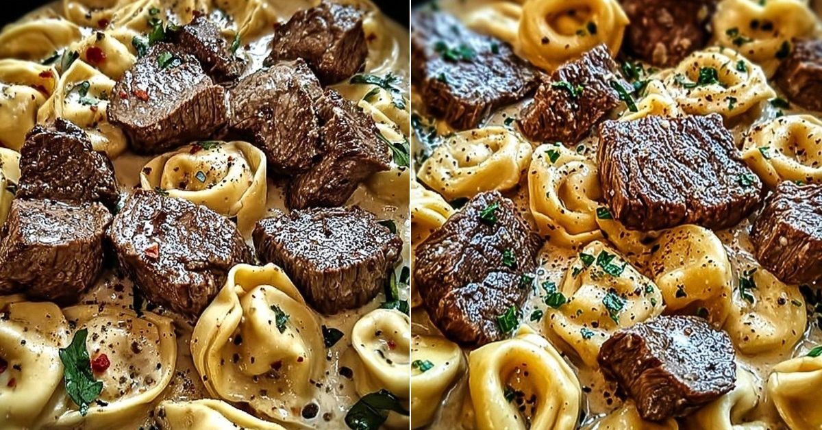 Cracked Garlic Steak Tortellini in Creamhouse Sauce Bliss recipe photo