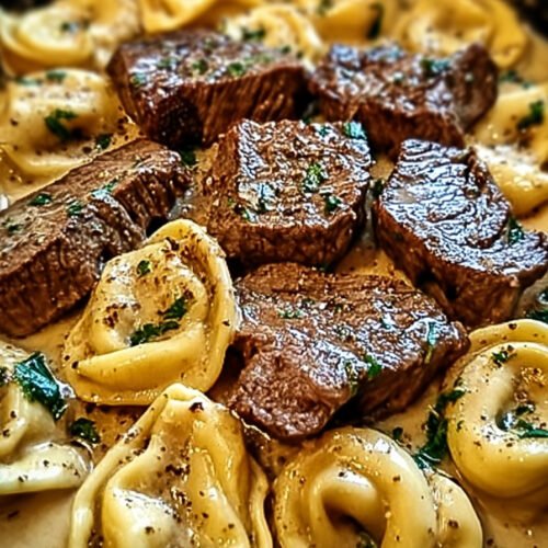 Cracked Garlic Steak Tortellini in Creamhouse Sauce Bliss extra recipe photo
