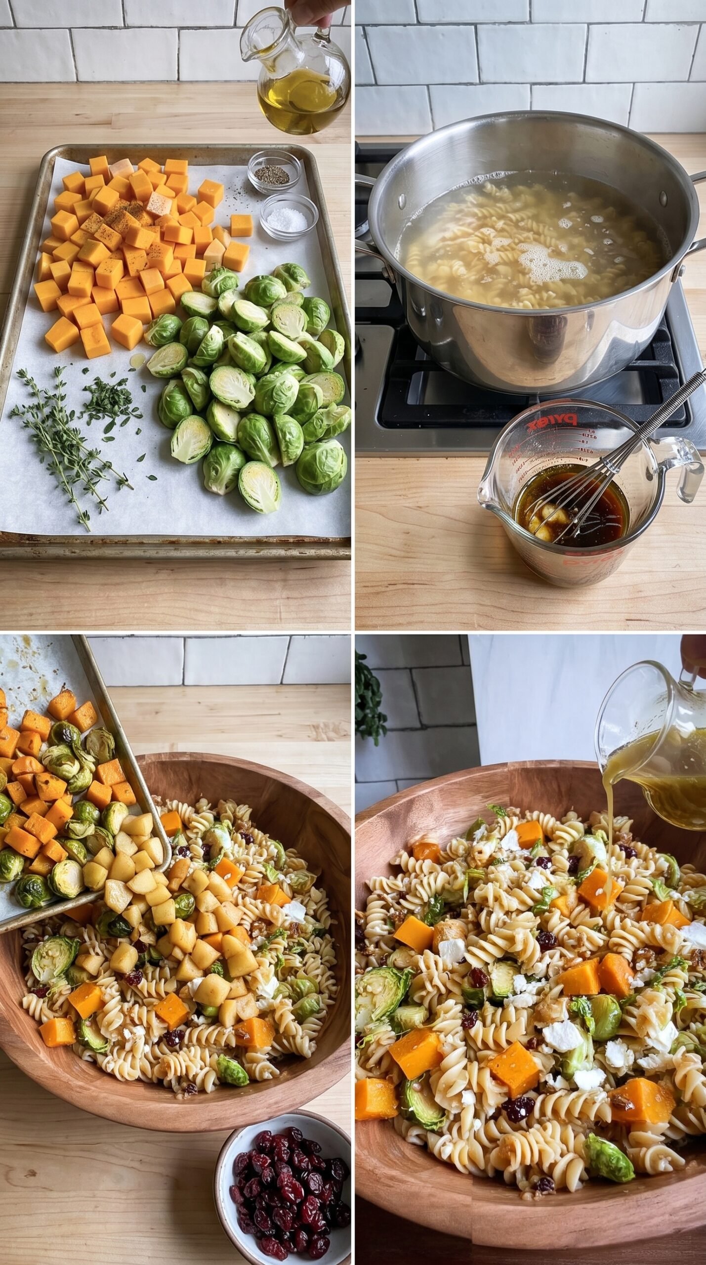 Fall Pasta Salad with Butternut Squash and Brussels recipe instructions