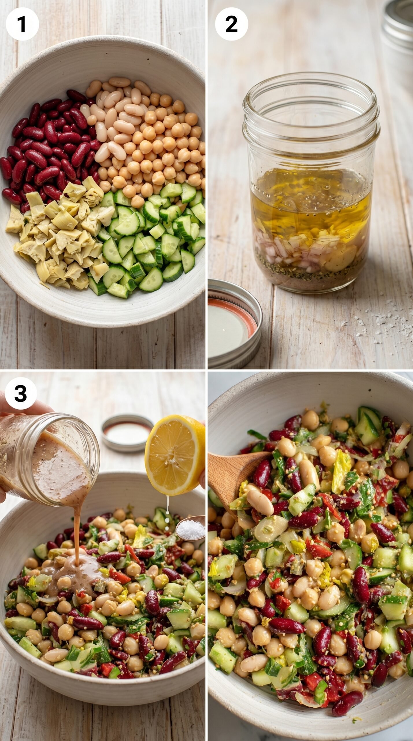 Mediterranean Three Bean Salad (High Protein, High Fiber) recipe instructions