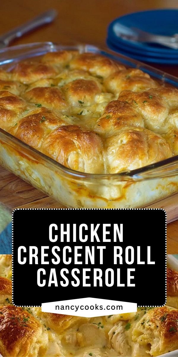 Chicken Crescent Roll Casserole with Creamy Cheddar Filling save this recipe