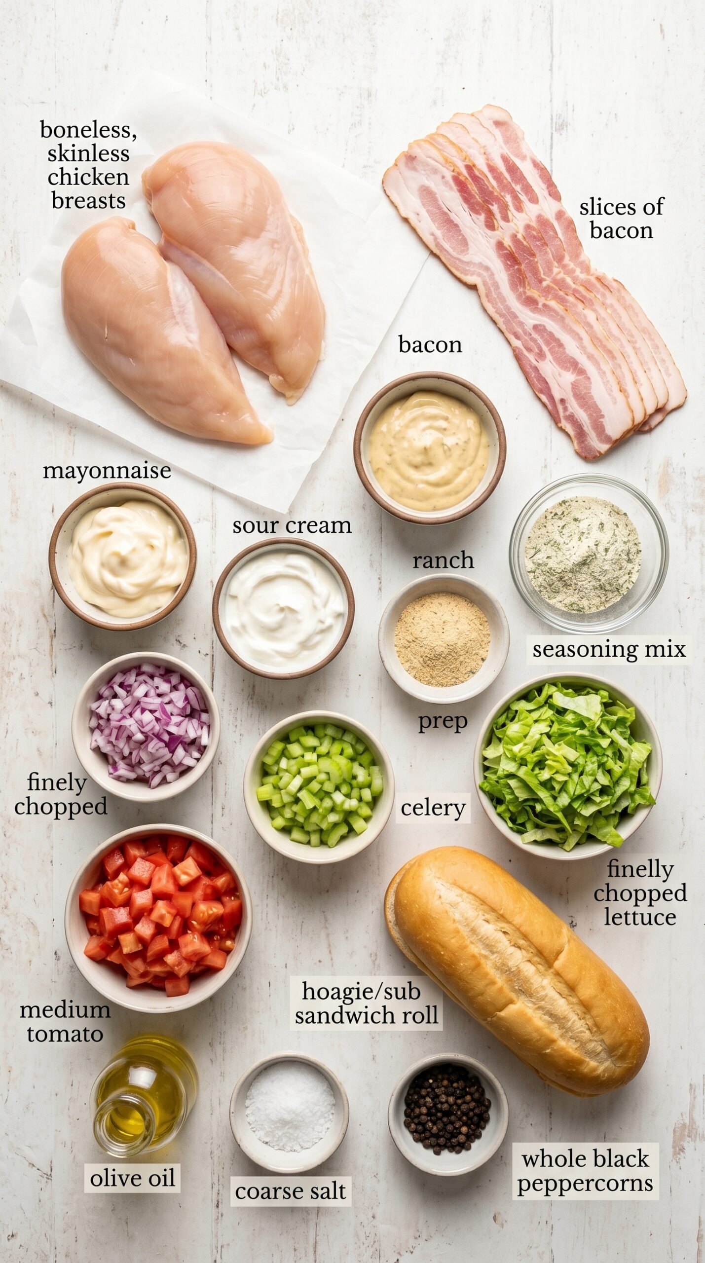 Chopped Chicken Bacon Ranch Sandwich recipe ingredients