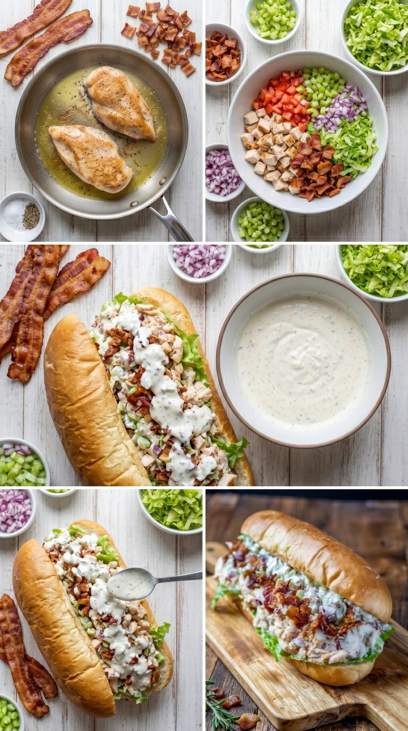 Chopped Chicken Bacon Ranch Sandwich recipe instructions
