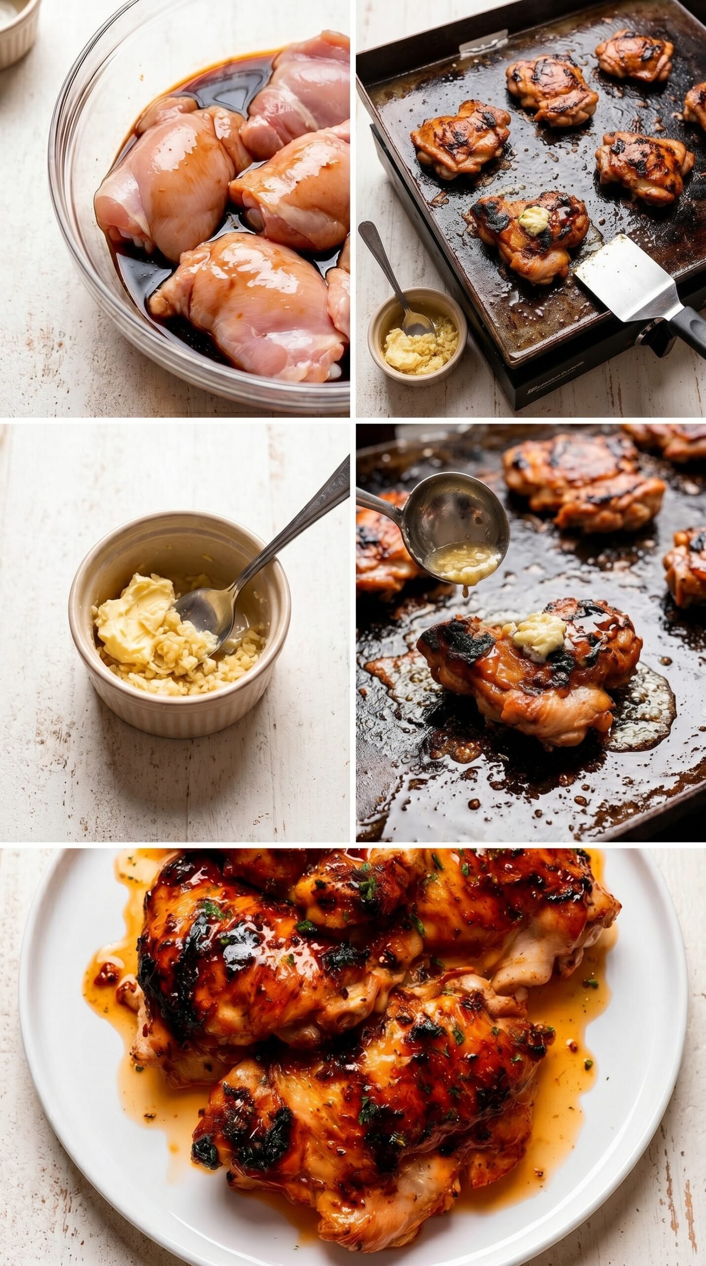 Blackstone Chicken Thighs With Garlic Butter Soy Glaze recipe instructions
