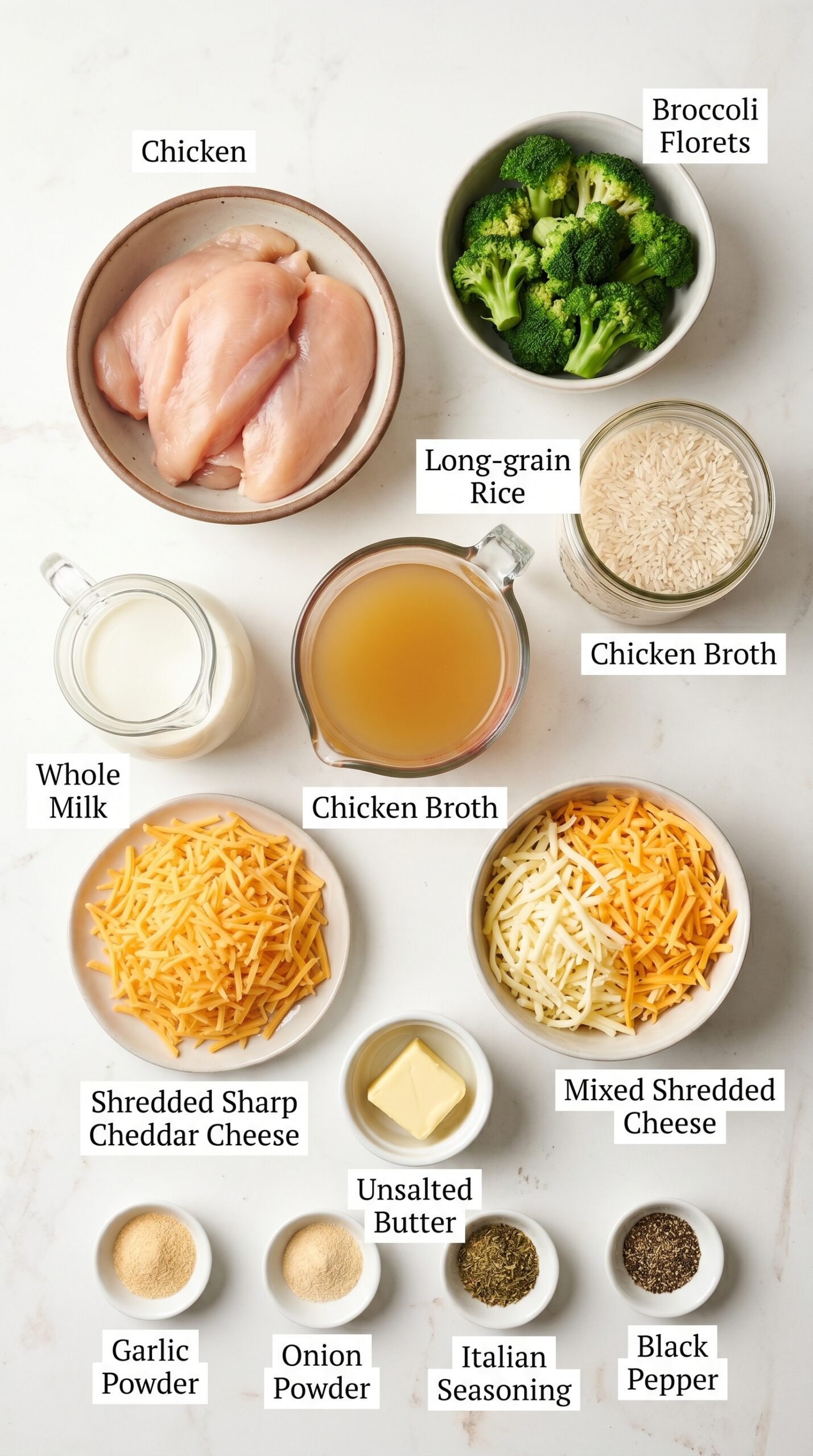 Cheesy Chicken Broccoli Rice Casserole recipe ingredients
