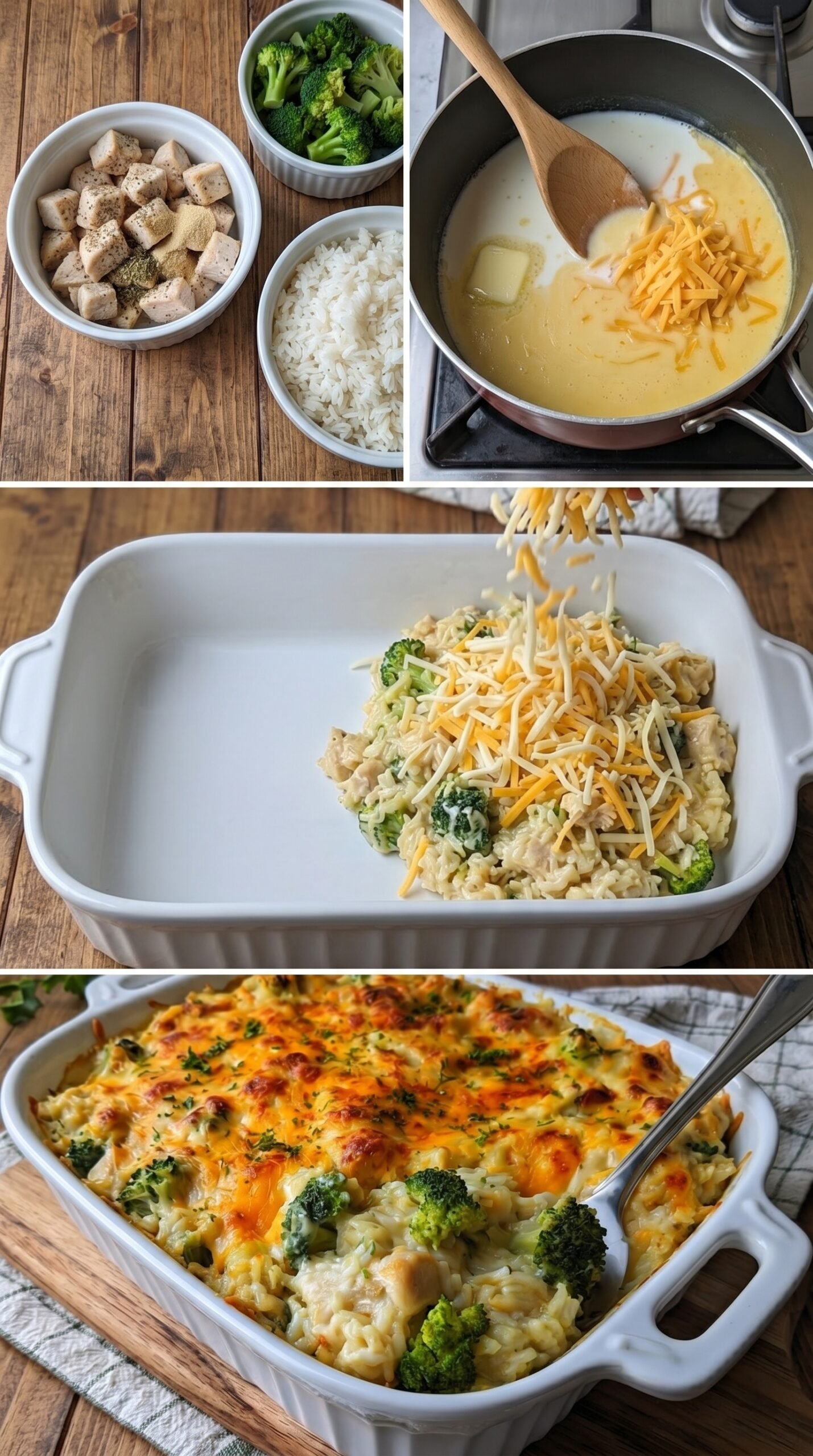 Cheesy Chicken Broccoli Rice Casserole recipe instructions