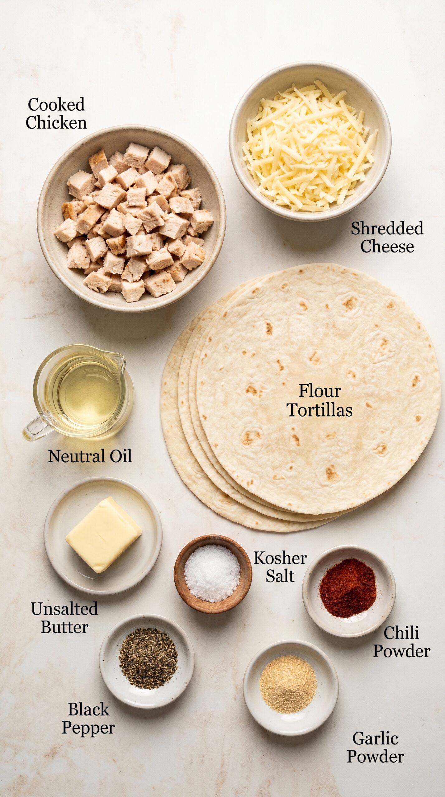 Chicken and Cheese Quesadilla That Never Stays on the Plate recipe ingredients