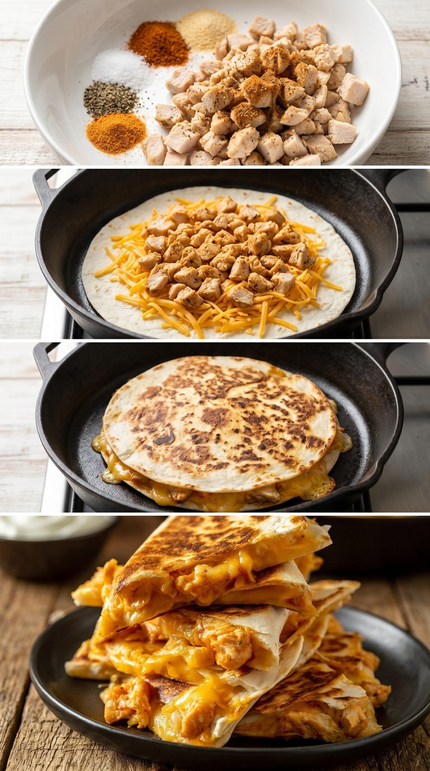 Chicken and Cheese Quesadilla That Never Stays on the Plate recipe instructions