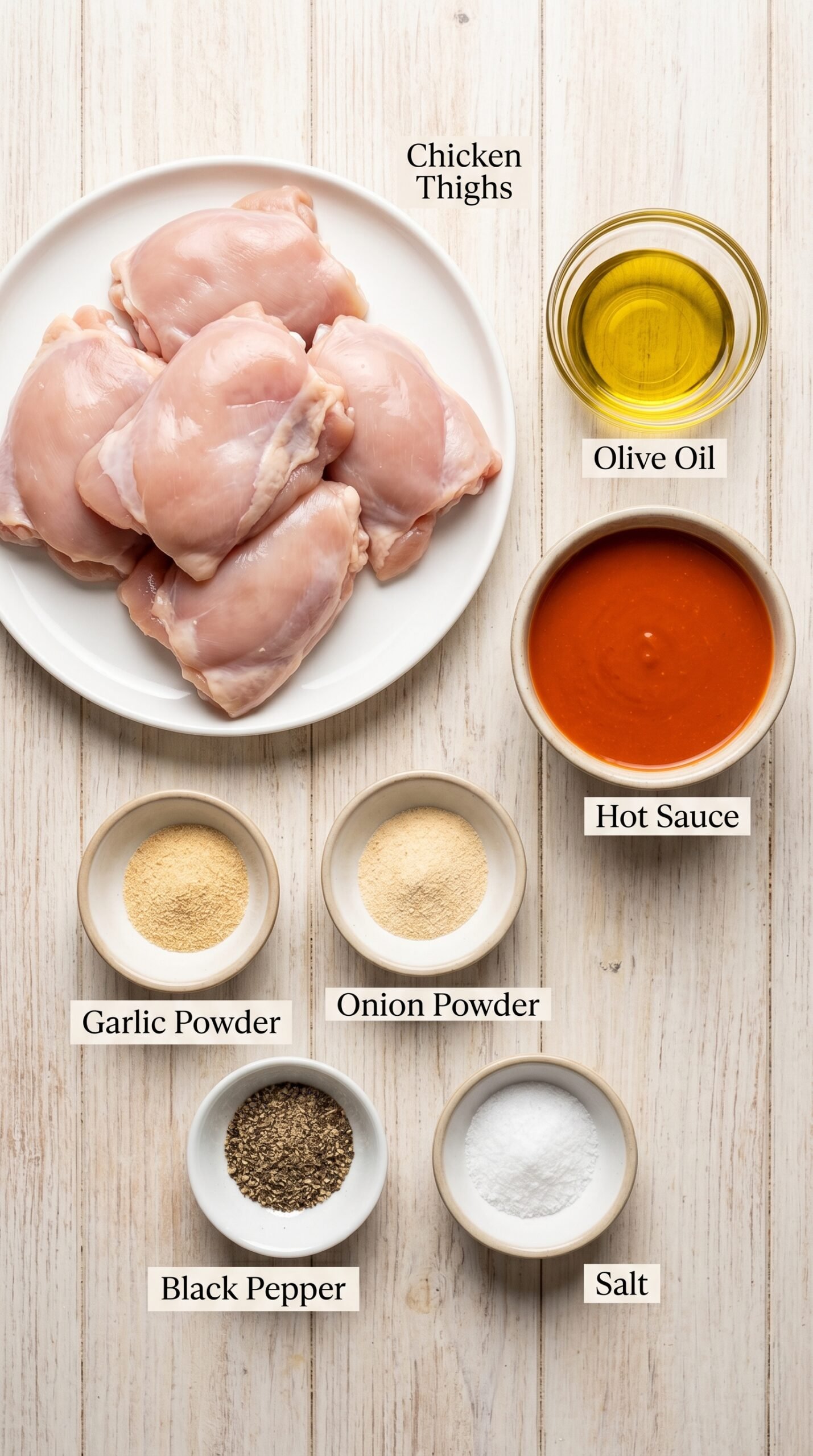 Buffalo Chicken Thighs for Oven or Air Fryer recipe ingredients