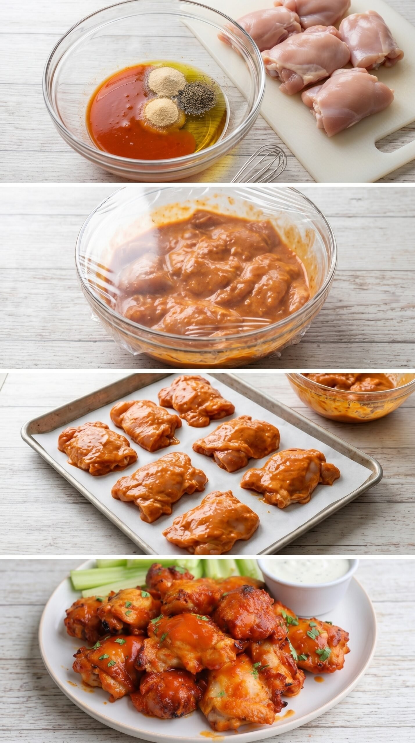 Buffalo Chicken Thighs for Oven or Air Fryer recipe instructions