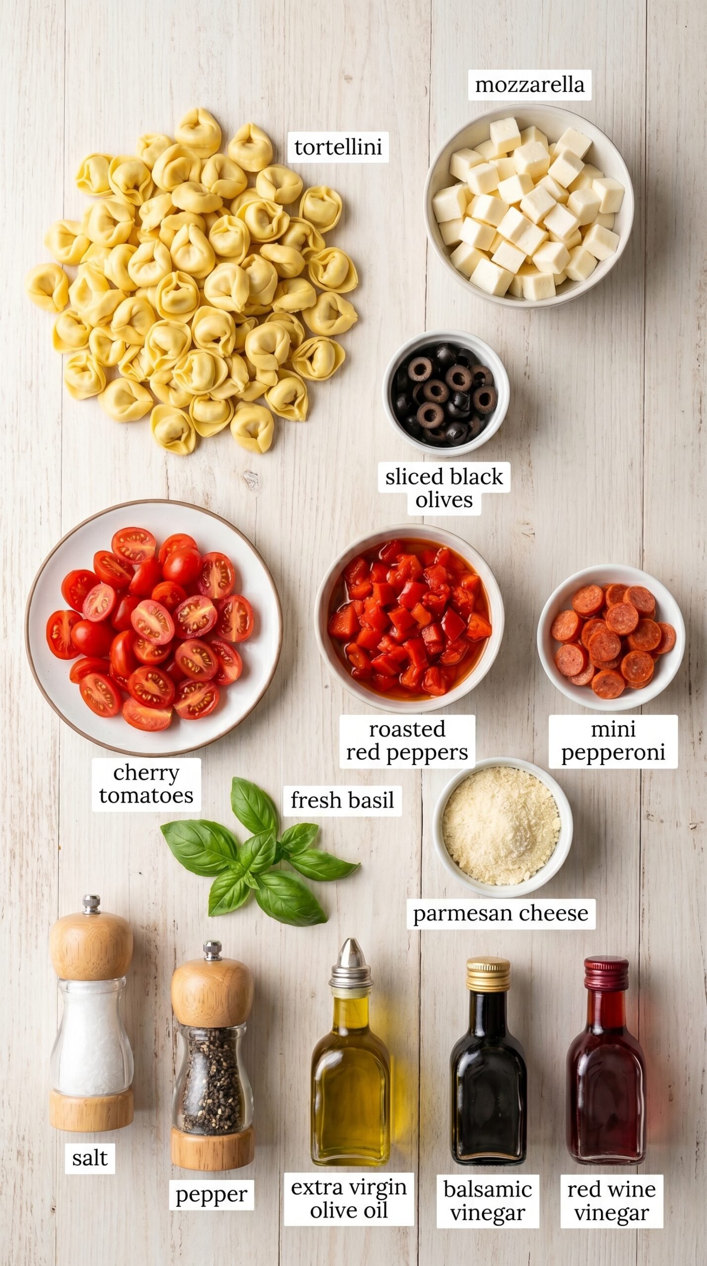 Yummy Roasted Red Pepper and Parmesan Tortellini Salad recipe ingredients