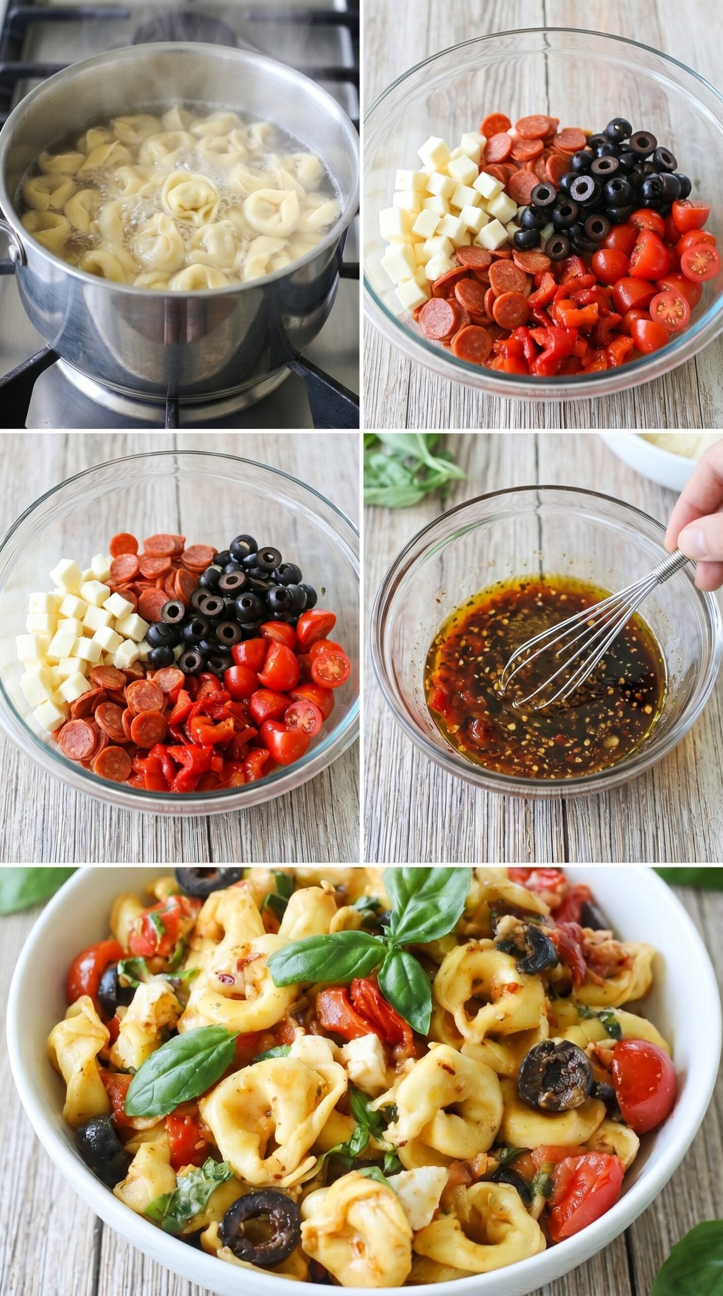 Yummy Roasted Red Pepper and Parmesan Tortellini Salad recipe instructions