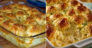 Chicken Crescent Roll Casserole with Creamy Cheddar Filling recipe photo