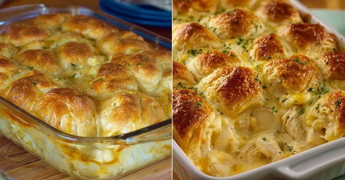 Chicken Crescent Roll Casserole with Creamy Cheddar Filling recipe photo