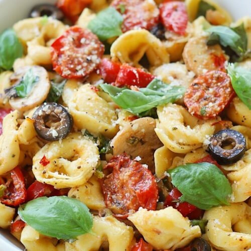 Yummy Roasted Red Pepper and Parmesan Tortellini Salad extra recipe photo