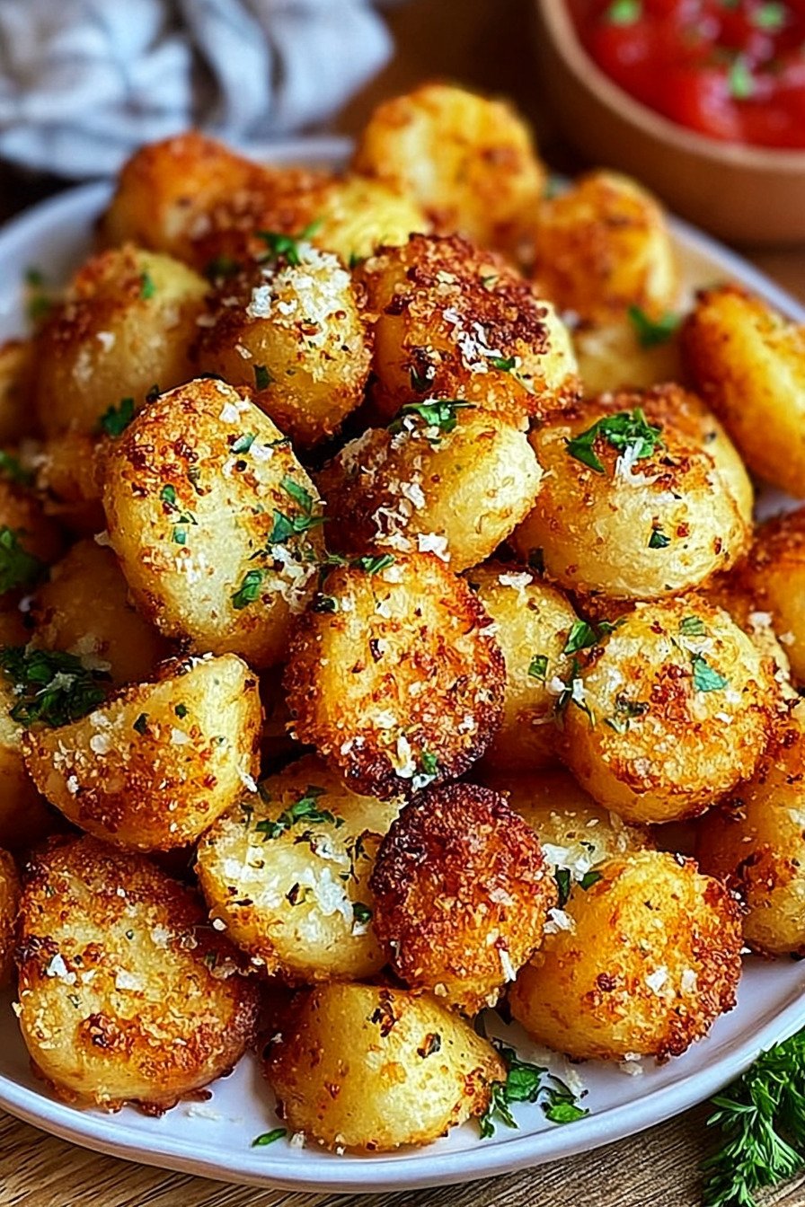 Viral Crispy Garlic Parmesan Crusted Potatoes Recipe final result